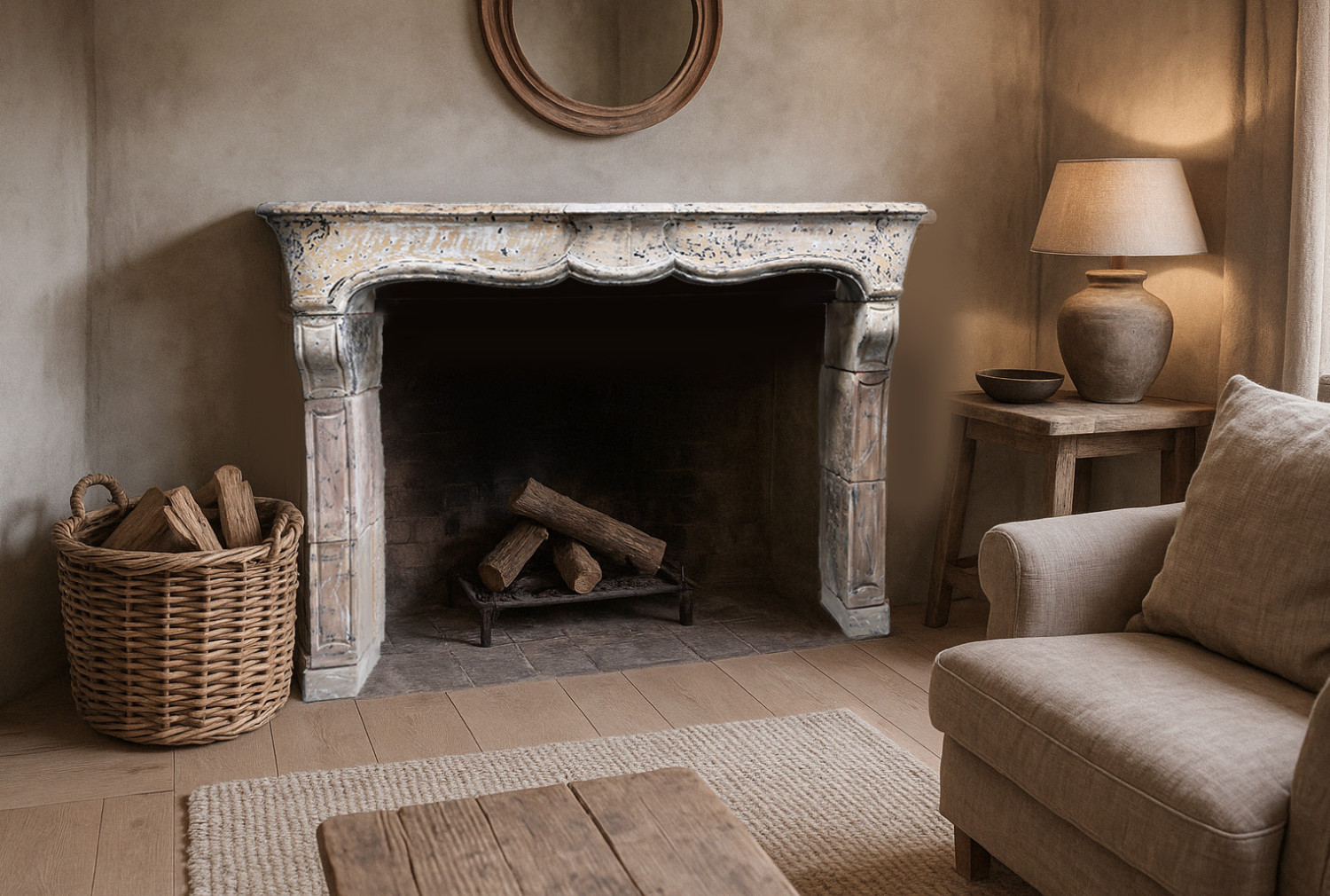 impression antique fireplace 1524