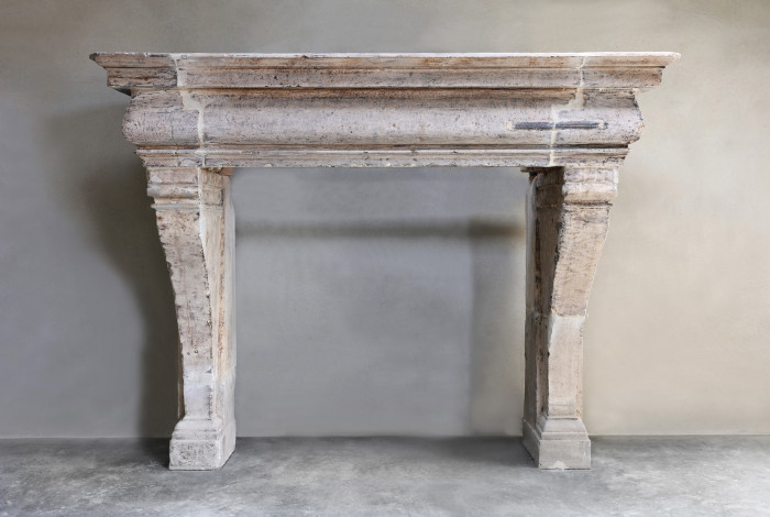 Antique French Limestone Fireplace Mantel – 18th C