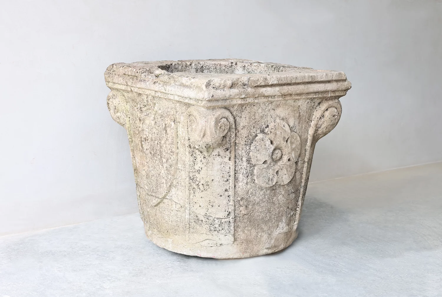 reclaimed planter of French limestone