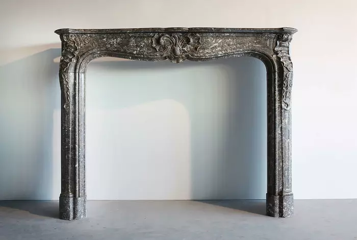 very unique marble fireplace