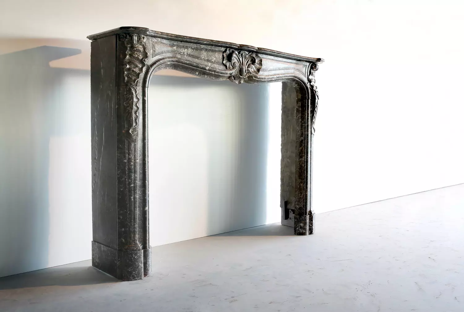 very unique marble fireplace
