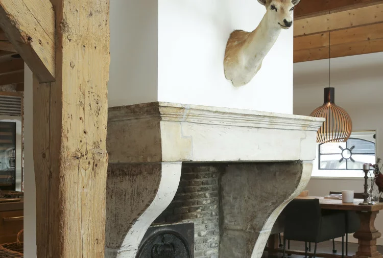 old french cheminee of limestone