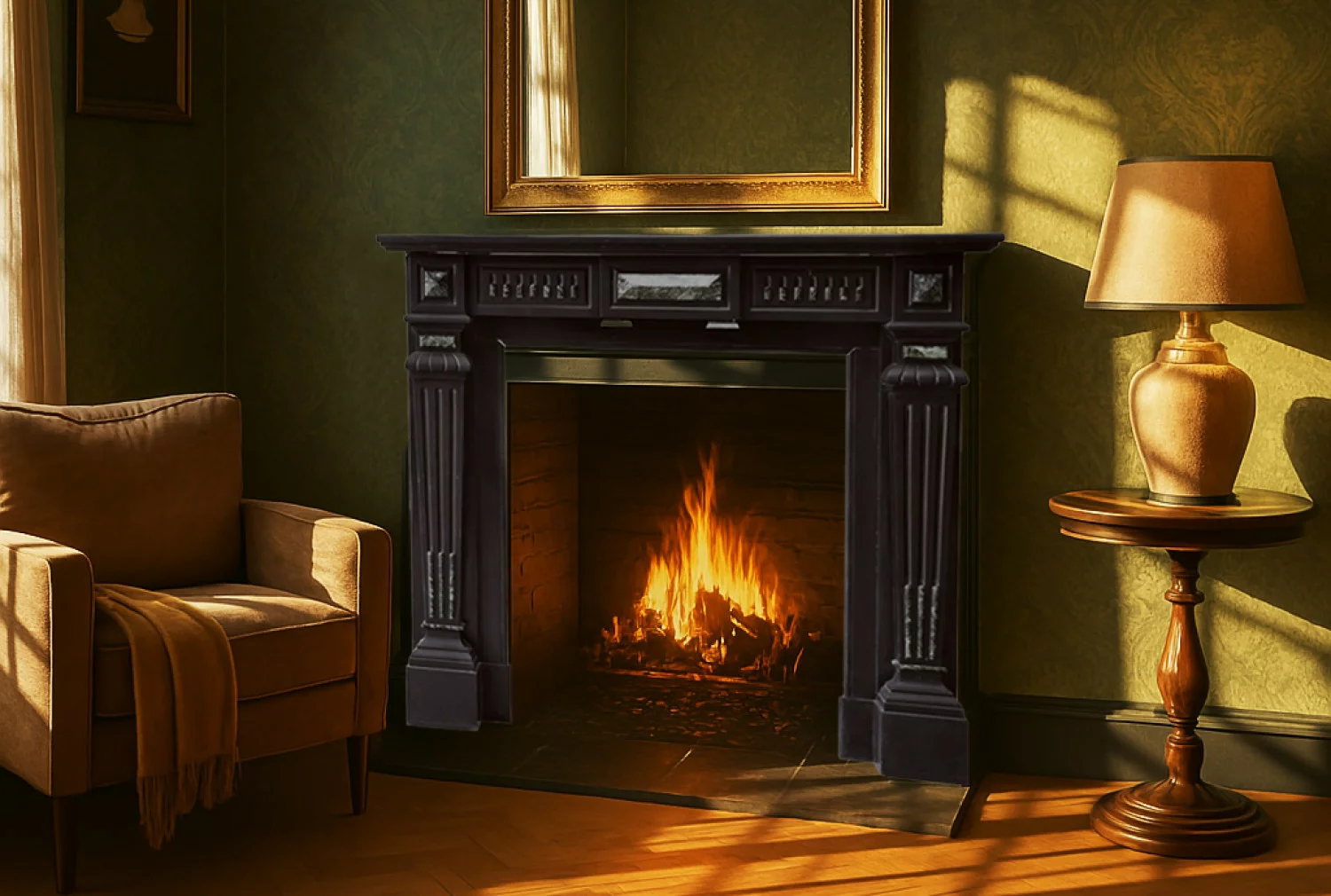 impression marble fireplace