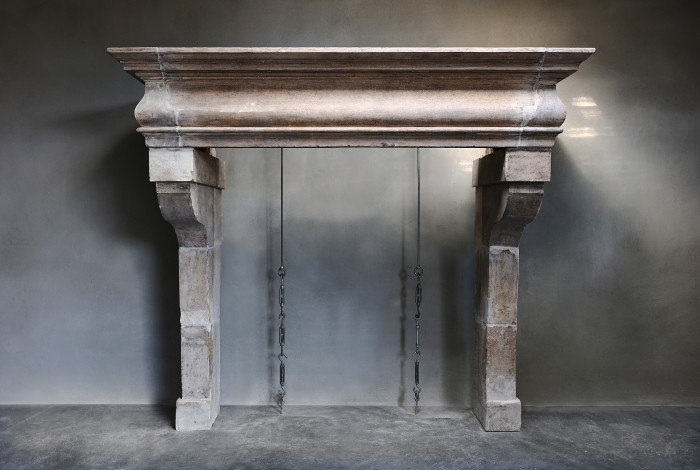 antique fireplace of limestone