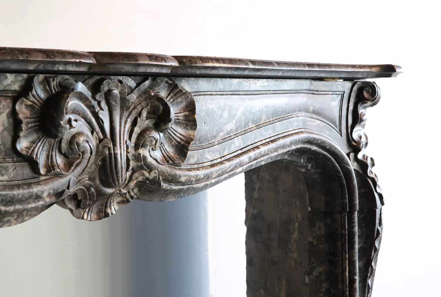 very unique marble fireplace