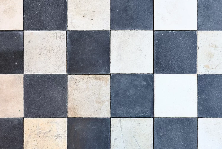 old blocked cement tiles