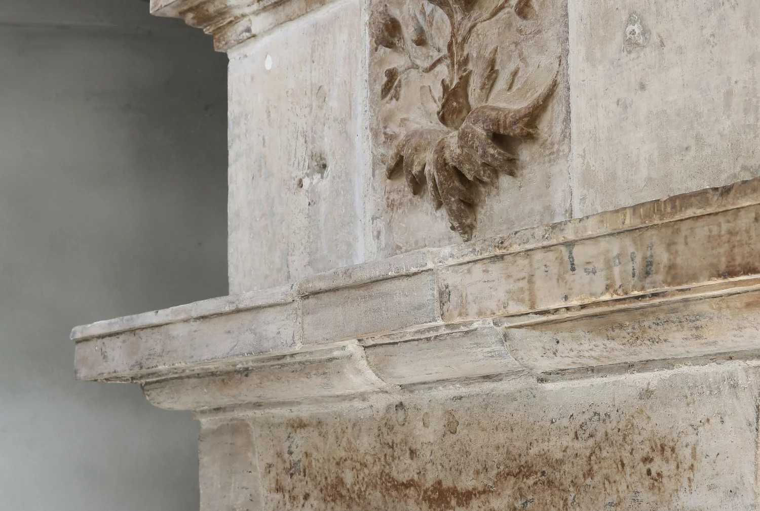 Antique castle chimney with trumeau