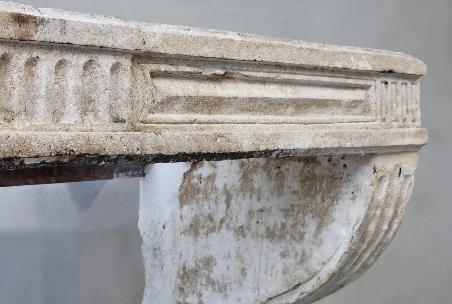 Detail of frieze surface patina and weathered limestone character, Ref. 1577