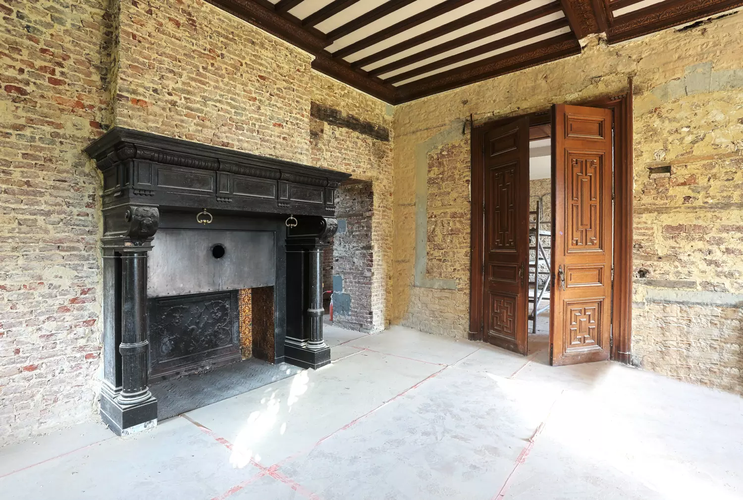 Unique marble castle fireplace