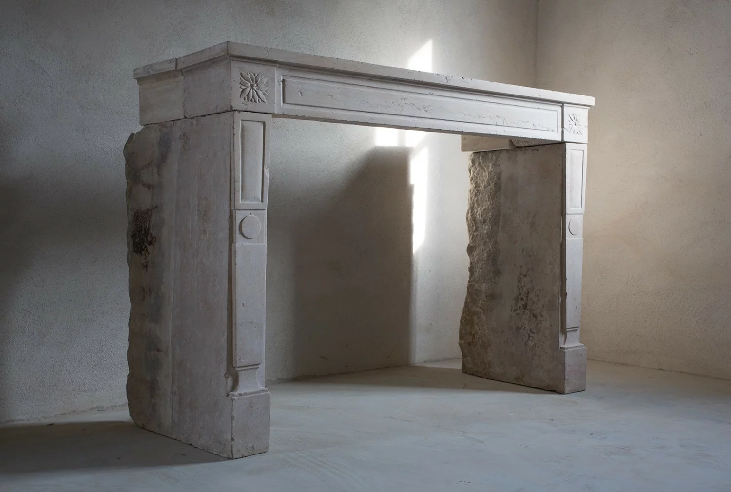 unique fireplace of limestone