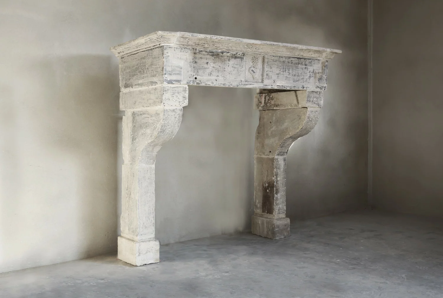 french limestone fireplace