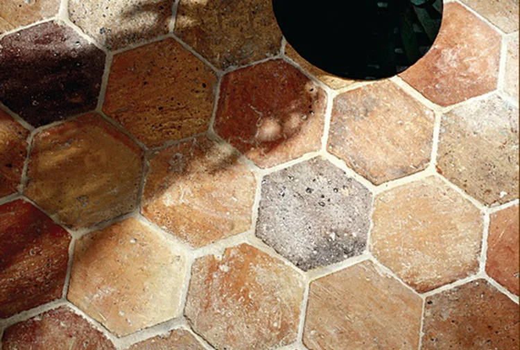 red/brown hexagonal tiles