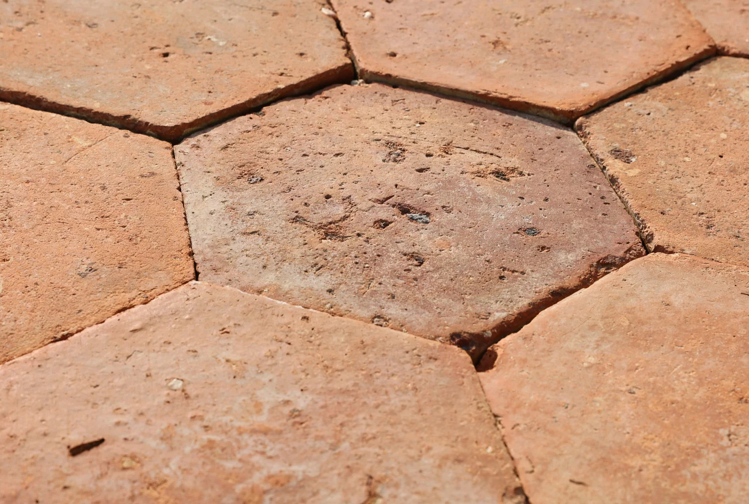 salmon/orange hexagonal tiles