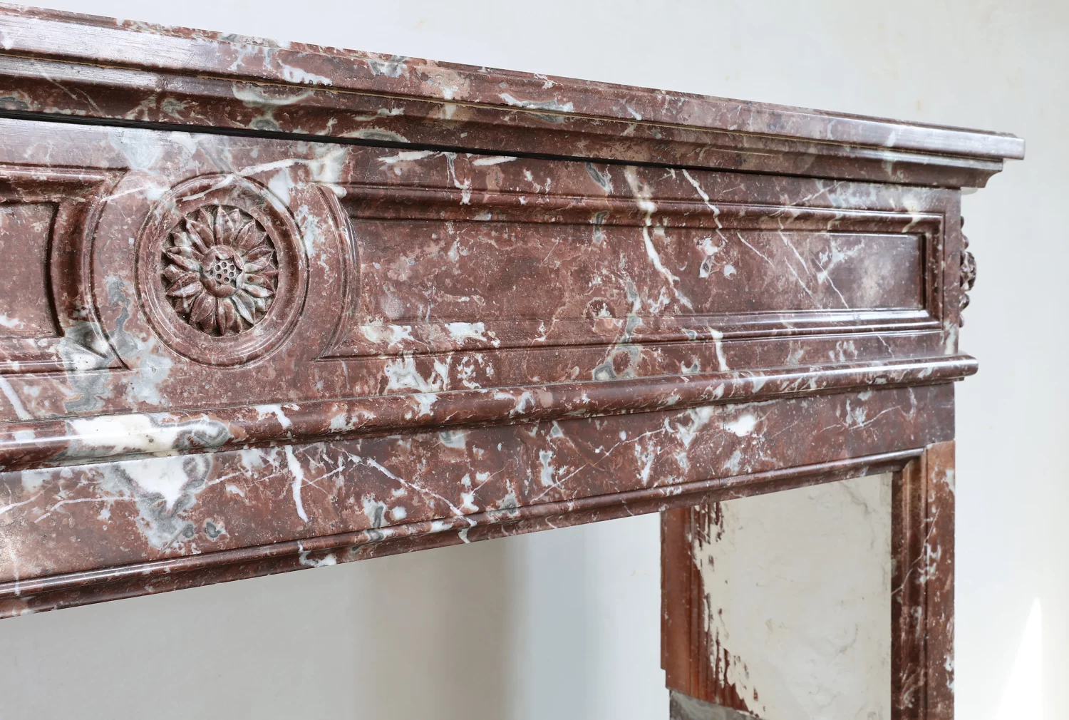 Rouge de Belgique marble mantle surround