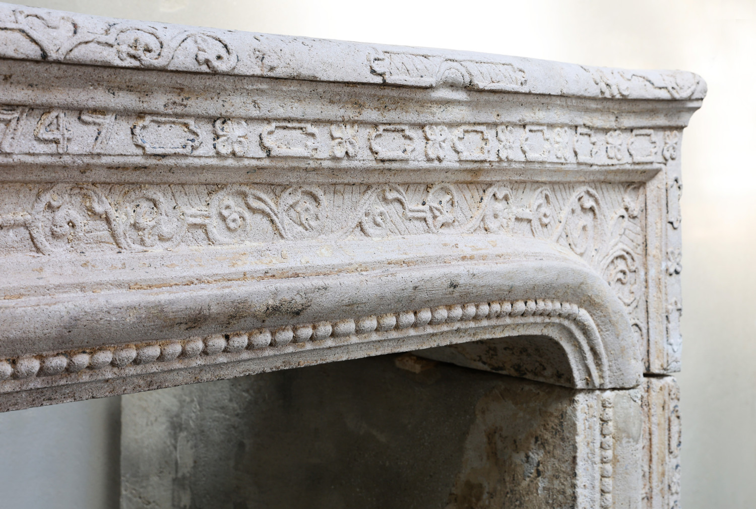 old fireplace of French limestone