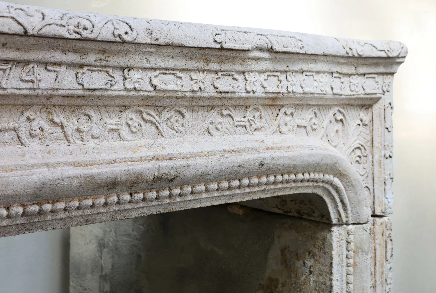 old fireplace of French limestone
