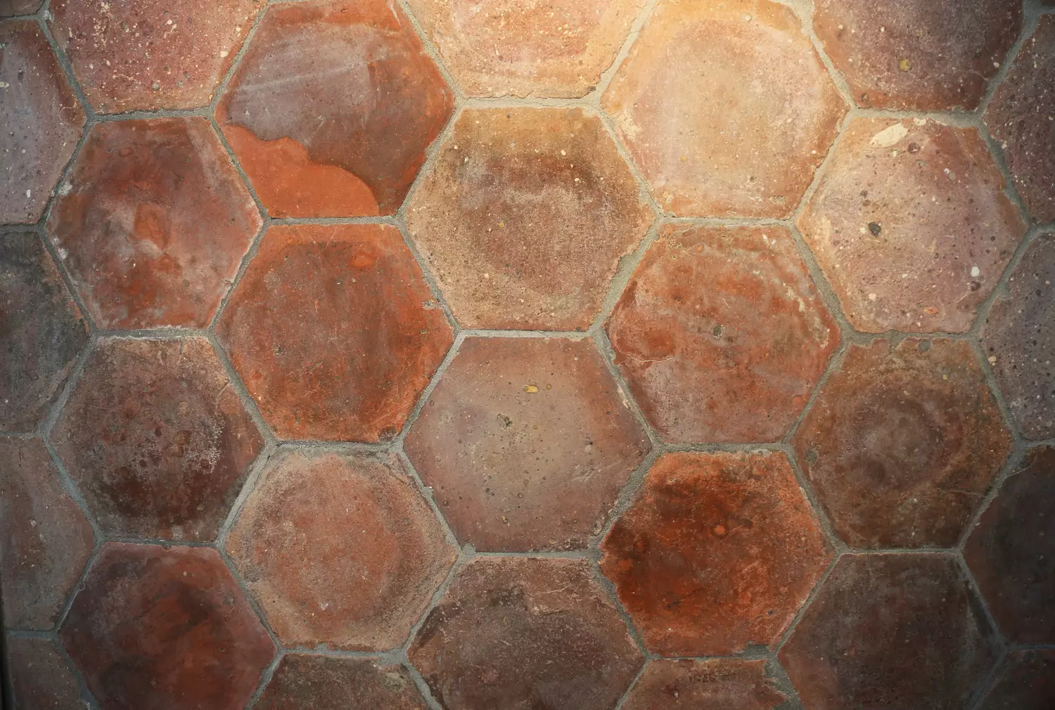 red/brown hexagonal tiles