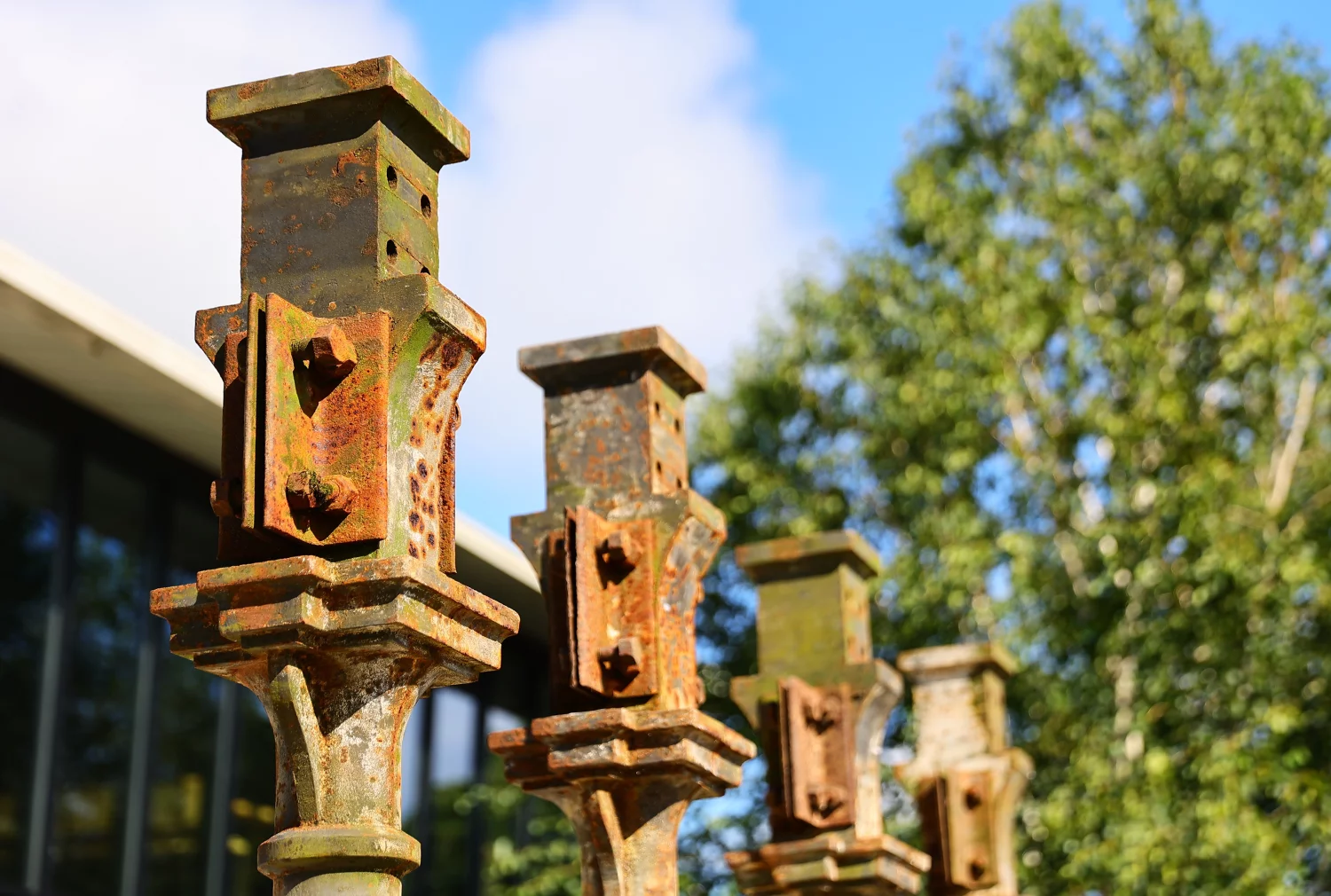 set of reclaimed steel pillasters