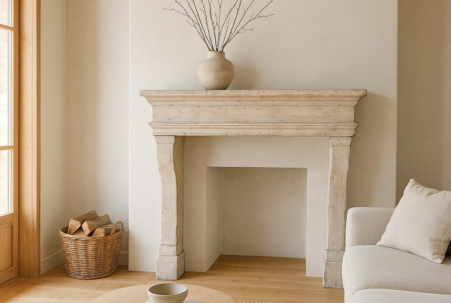 impression antique fireplace