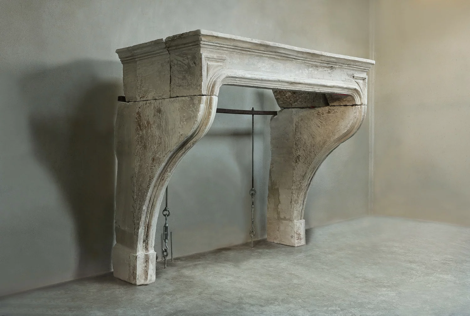 antique mantle of french limestone