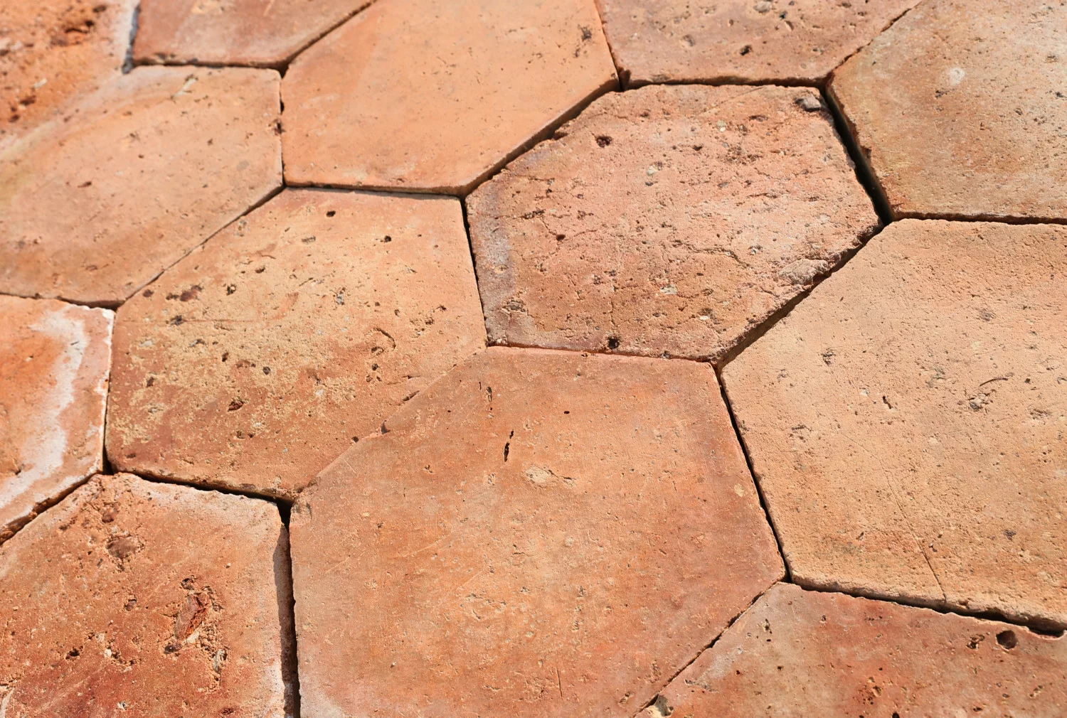 salmon/orange hexagonal tiles