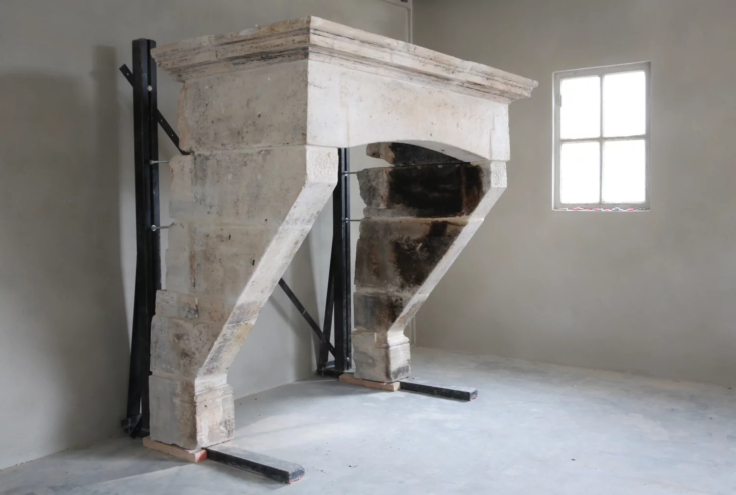 reclaimed fireplace of French limestone