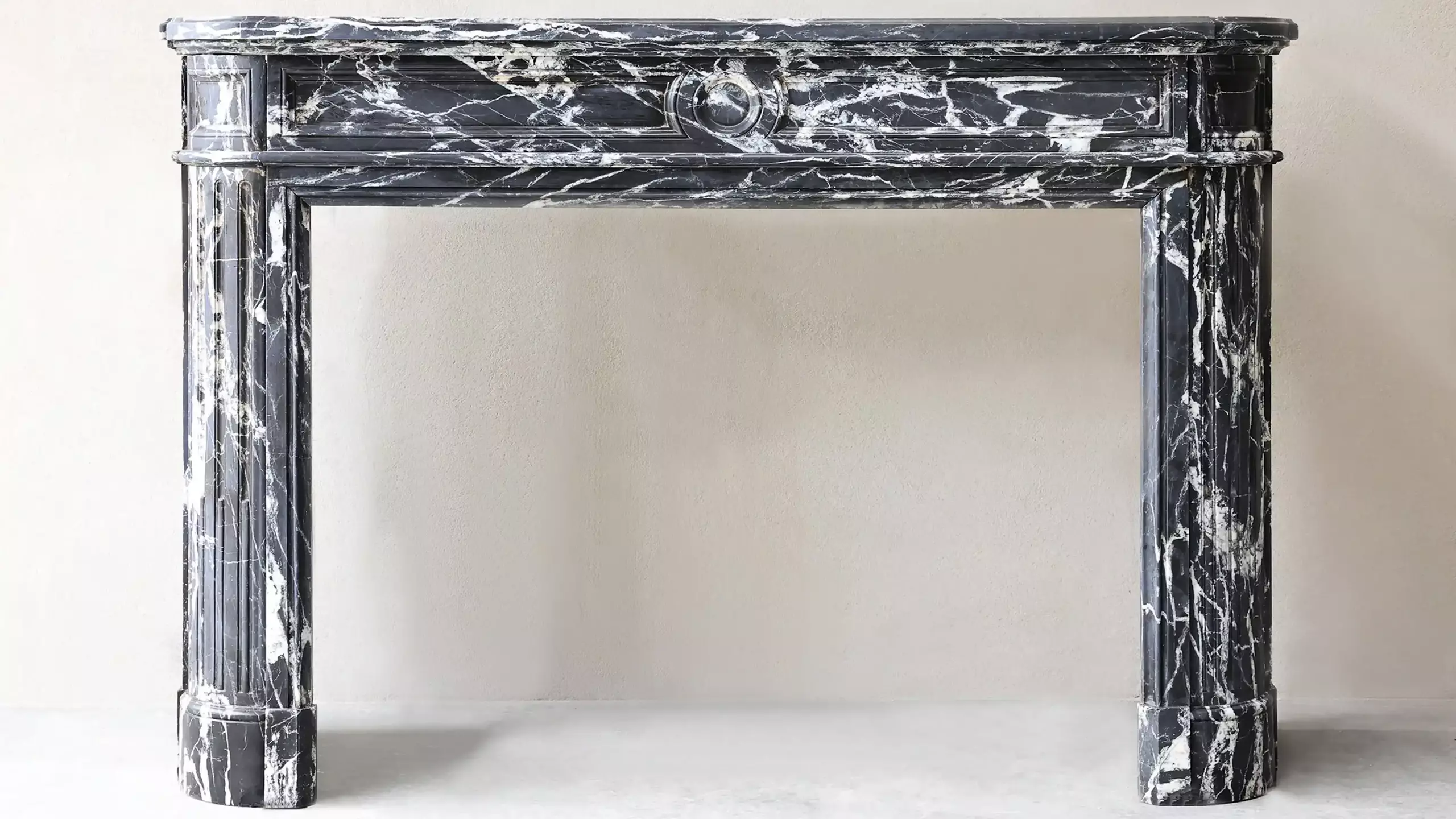 Antique fireplace | Nero Marquina marble | 19th century | Louis XVI