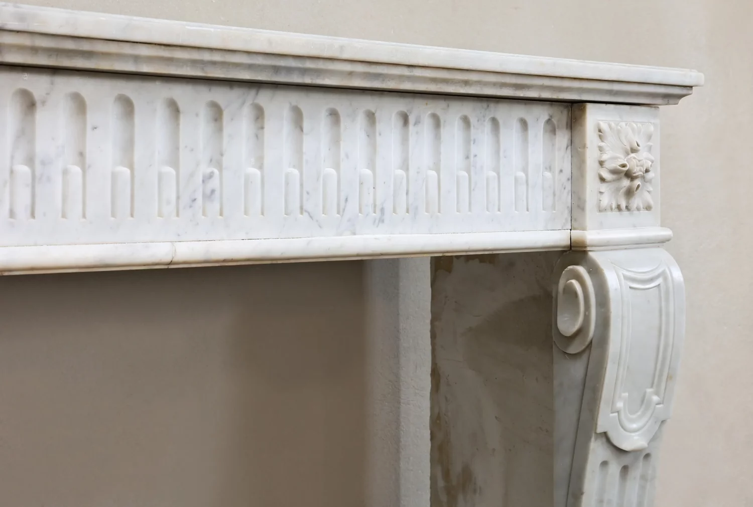 reclaimed fireplace of French limestone
