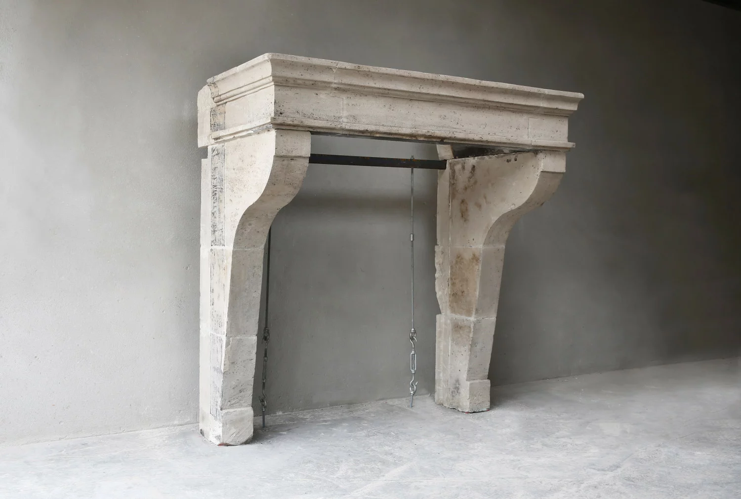 french limestone fireplace