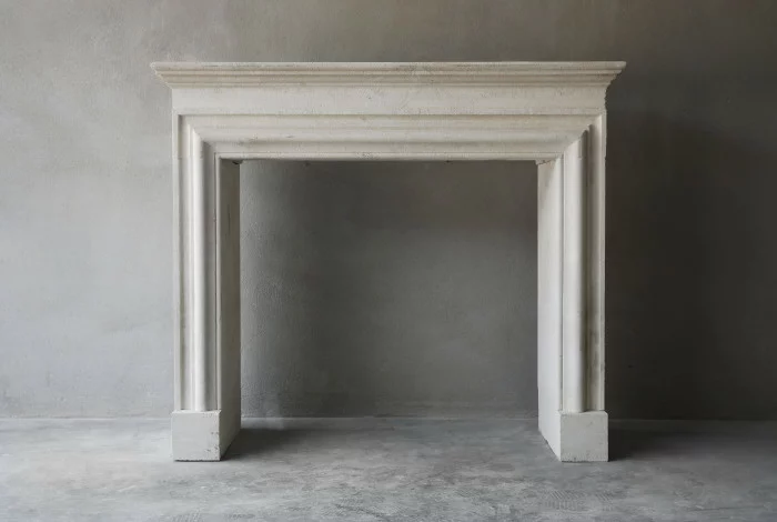 Beautiful white stone fireplace