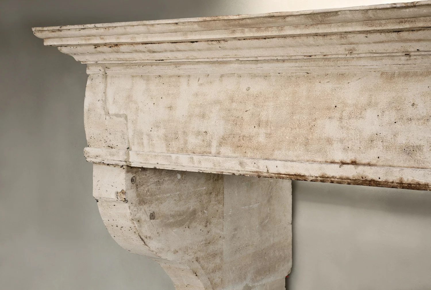 old fireplace of french limestone