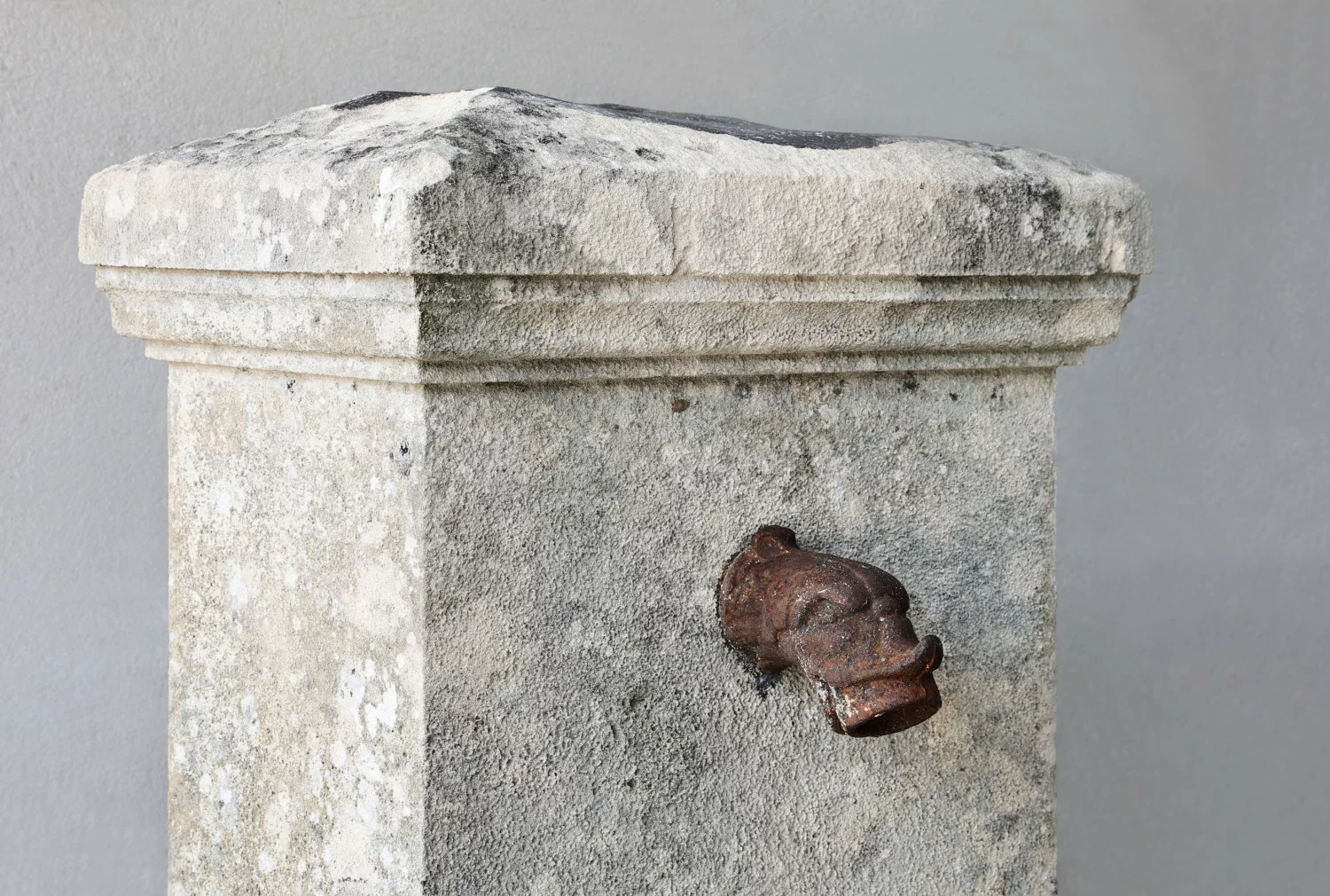 old fountain of limestone