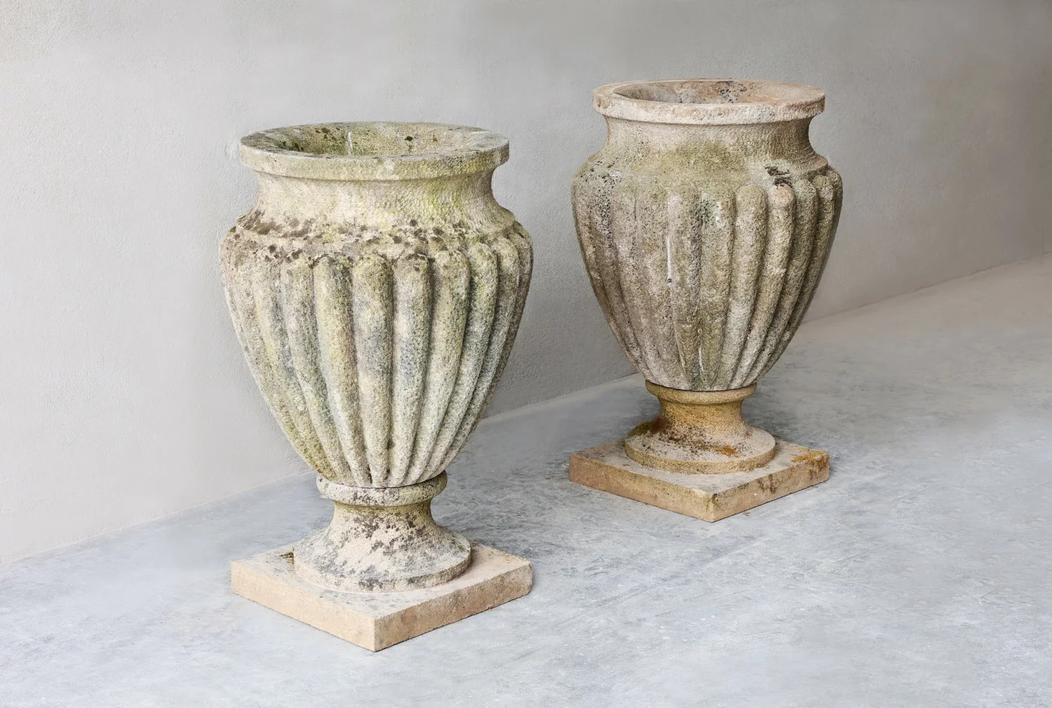 set vases of french limestone