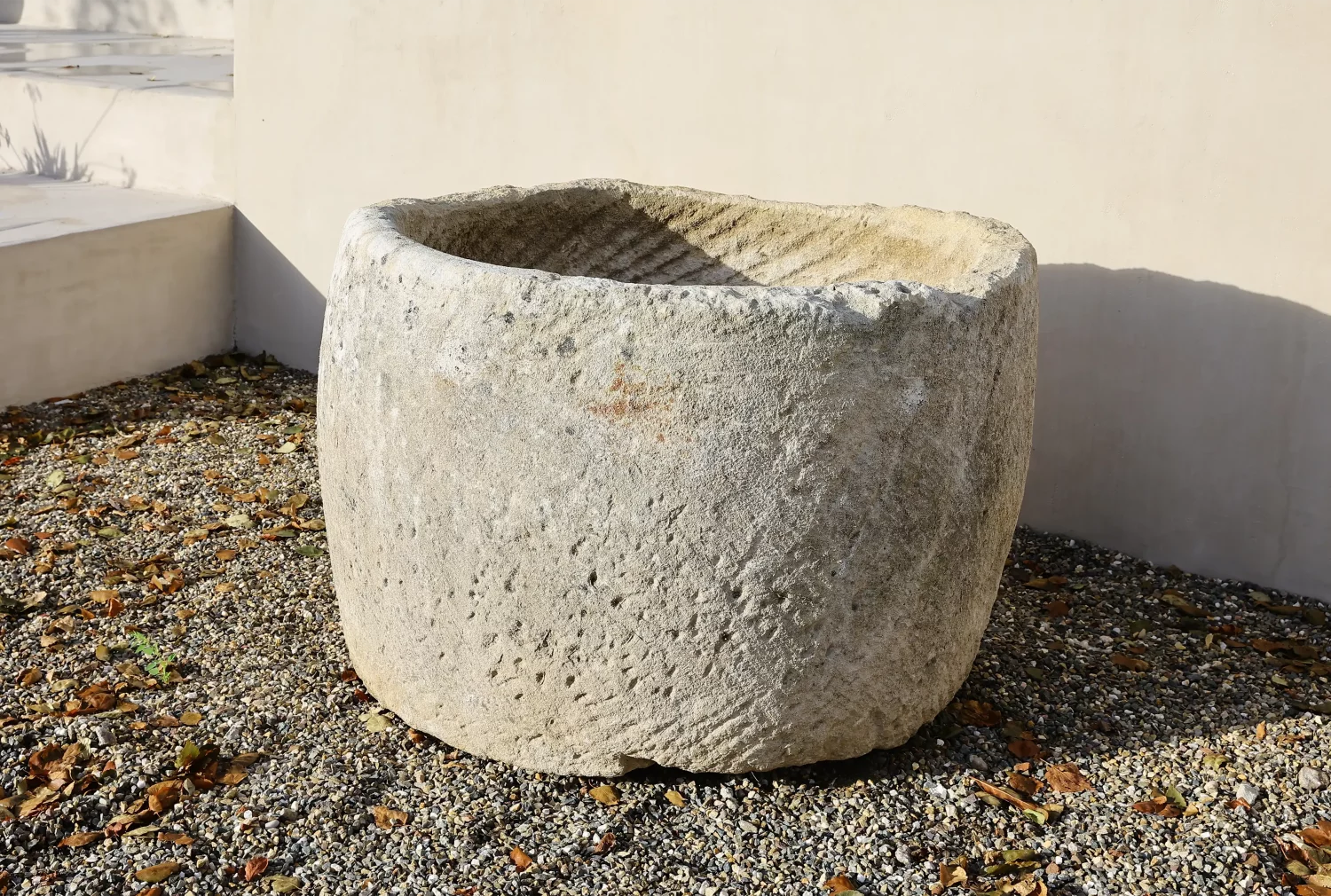 reclaimed planter of French limestone
