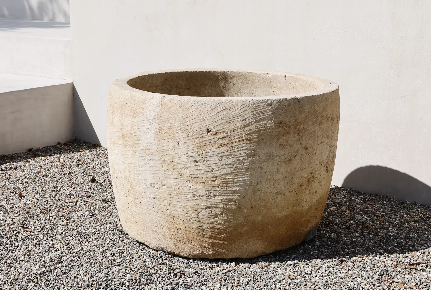 reclaimed planter of French limestone